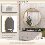 Keonjinn Round Framed Bathroom Mirror for Over Sink, Rectangle Wall Vanity Mirror with Square Corner, Alumium Alloy Frame