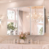 Bathroom Medicine Cabinets with Mirror Stainless Steel Framed Recessed Wall Mounted
