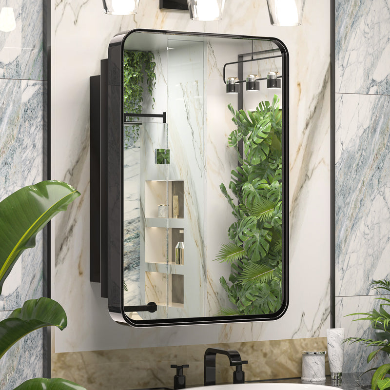 Bathroom Medicine Cabinets with Mirror Stainless Steel Framed Recessed Wall Mounted