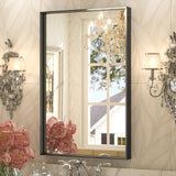 Keonjinn Gebürsteter Badezimmerspiegel mit Rahmen für über dem Waschbecken, Rechteckiger Wandspiegel mit quadratischen Ecken, Aluminiumrahmen, Moderner Landhausstil
