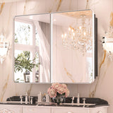 Bathroom Medicine Cabinets with Mirror Stainless Steel Framed Recessed Wall Mounted