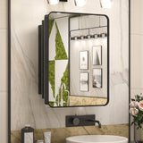 Bathroom Medicine Cabinets with Mirror Stainless Steel Framed Recessed Wall Mounted
