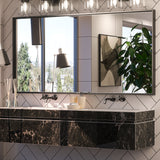 Keonjinn Gebürsteter Badezimmerspiegel mit Rahmen für über dem Waschbecken, Rechteckiger Wandspiegel mit quadratischen Ecken, Aluminiumrahmen, Moderner Landhausstil