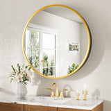 Keonjinn Round Medicine Cabinet with Mirror, Surface Mount Metal Framed Medicine Cabinet for Bathroom, Circular Farmhouse Bathroom Cabinet, Wall Mounted Round Vanity Mirror with Storage