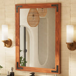 Natural Wooden Bathroom Vanity Wood Mirror Framed Rustic
