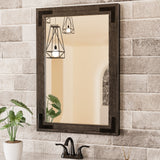 Natural Wooden Bathroom Vanity Wood Mirror Framed Rustic