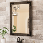 Natural Wooden Bathroom Vanity Wood Mirror Framed Rustic