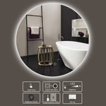 LED Round Mirror Backlit Bathroom Mirror Dimmable 3 Color Lighted Mirror with Lights Anti Fog