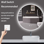 LED Round Mirror Backlit Bathroom Mirror Dimmable 3 Color Lighted Mirror with Lights Anti Fog