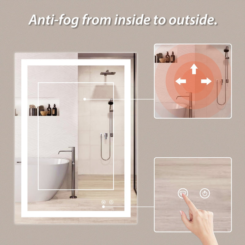LED Bathroom Vanity Mirror Front Lights Dimmable Mirror with Lights Anti fog Memory Function