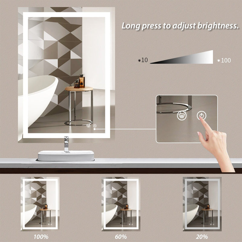 LED Bathroom Vanity Mirror Front Lights Dimmable Mirror with Lights Anti fog Memory Function