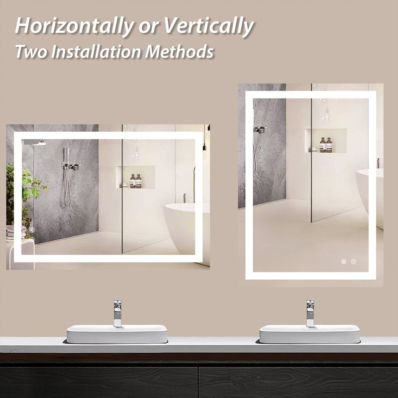 LED Bathroom Vanity Mirror Front Lights Dimmable Mirror with Lights Anti fog Memory Function