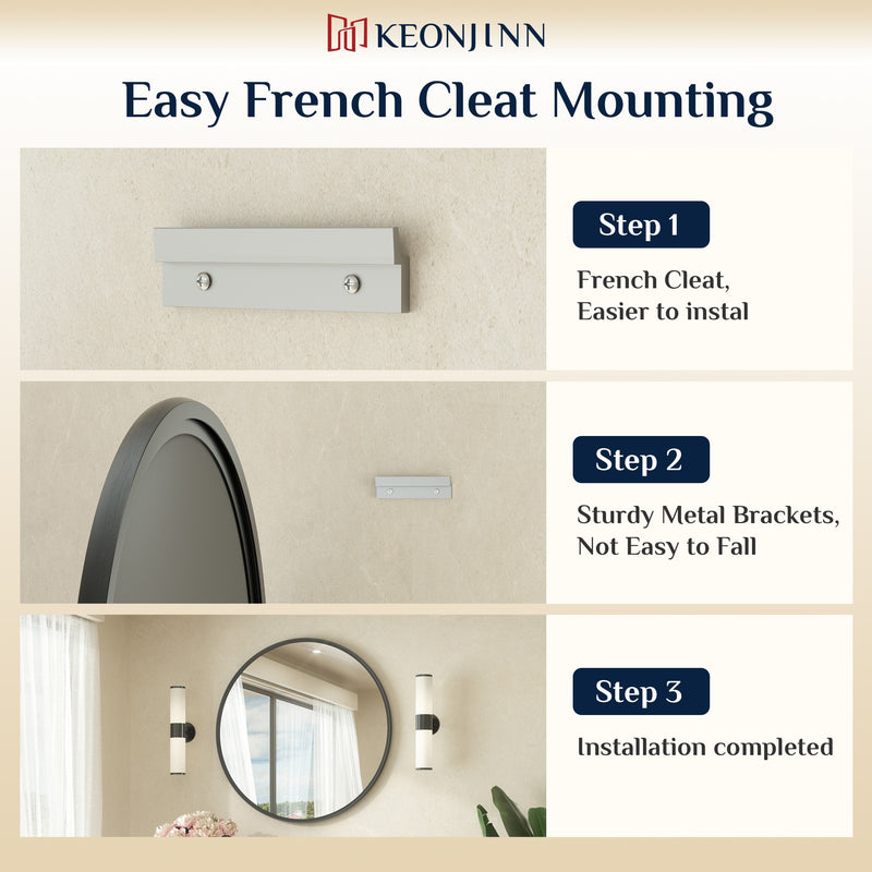 Keonjinn Bathroom Mirrors Round Beveled Wall Mirror