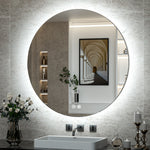 LED Round Mirror Backlit Bathroom Mirror Dimmable 3 Color Lighted Mirror with Lights Anti Fog