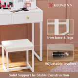 Keonjinn White Vanity Desk with Mirror and Lights, LED Makeup Vanity Desk with 2 Large Drawers & 2 Makeup Trays & Chair, 7000 Lux Vanity Set with Light and Power Outlet, 32" W Vanity Table with CRI£¾90