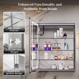 Keonjinn Lighted Bathroom Mirror Cabinets with LED Vanity Mirror for Bathroom Adjustable Shelves Dimmable 3 Color Temperature Lights Wall Mount LED Bathroom Mirror Cabinets Mirror for Bathroom D¨¦cor
