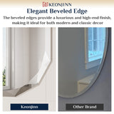 Oval Bathroom Vanity Mirror Shatterproof Frameless Wall Mirrored with Beveled Edge Over Sink