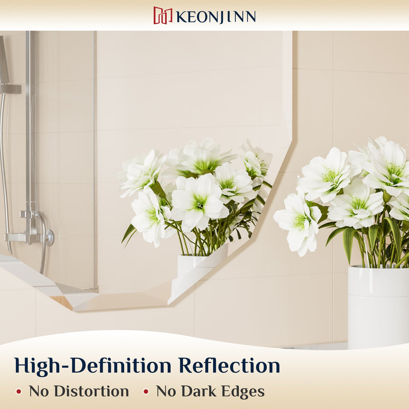 Oval Bathroom Vanity Mirror Shatterproof Frameless Wall Mirrored with Beveled Edge Over Sink