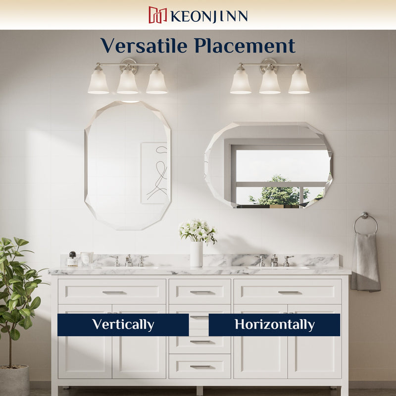 Oval Bathroom Vanity Mirror Shatterproof Frameless Wall Mirrored with Beveled Edge Over Sink