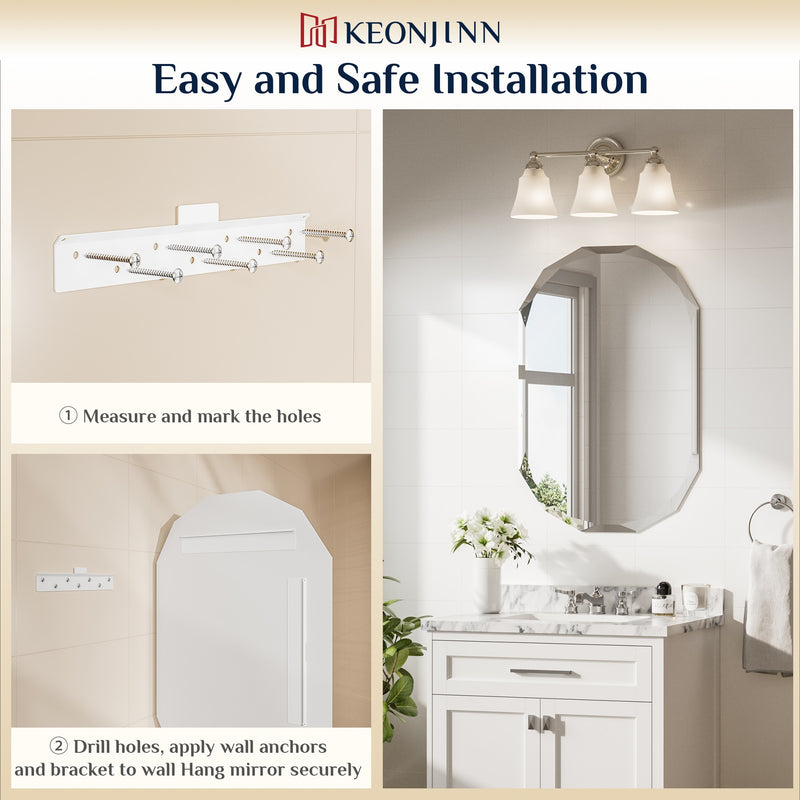 Oval Bathroom Vanity Mirror Shatterproof Frameless Wall Mirrored with Beveled Edge Over Sink