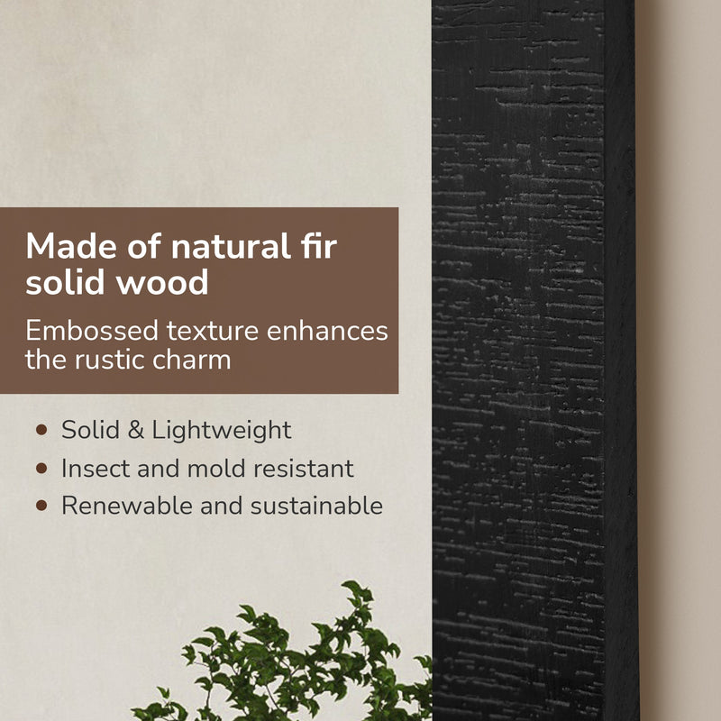 Natural Wooden Farmhouse Barn Door Mirror Rustic Wood Framed Bathroom Vanity Mirror for Wall