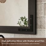 Natural Wooden Farmhouse Barn Door Mirror Rustic Wood Framed Bathroom Vanity Mirror for Wall