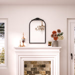 Vintage Arched Bathroom Vanity Mirror with Tempered Glass Metal Framed Mirrors for Wall