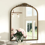 Vintage Arched Bathroom Vanity Mirror with Tempered Glass Metal Framed Mirrors for Wall