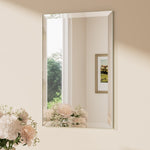 Beveled Bathroom Vanity Mirror Shatterproof Frameless Wall Mirrored with Beveled Edge Over Sink Horizontal/Vertical