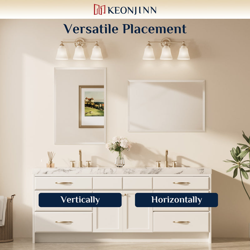Beveled Bathroom Vanity Mirror Shatterproof Frameless Wall Mirrored with Beveled Edge Over Sink Horizontal/Vertical