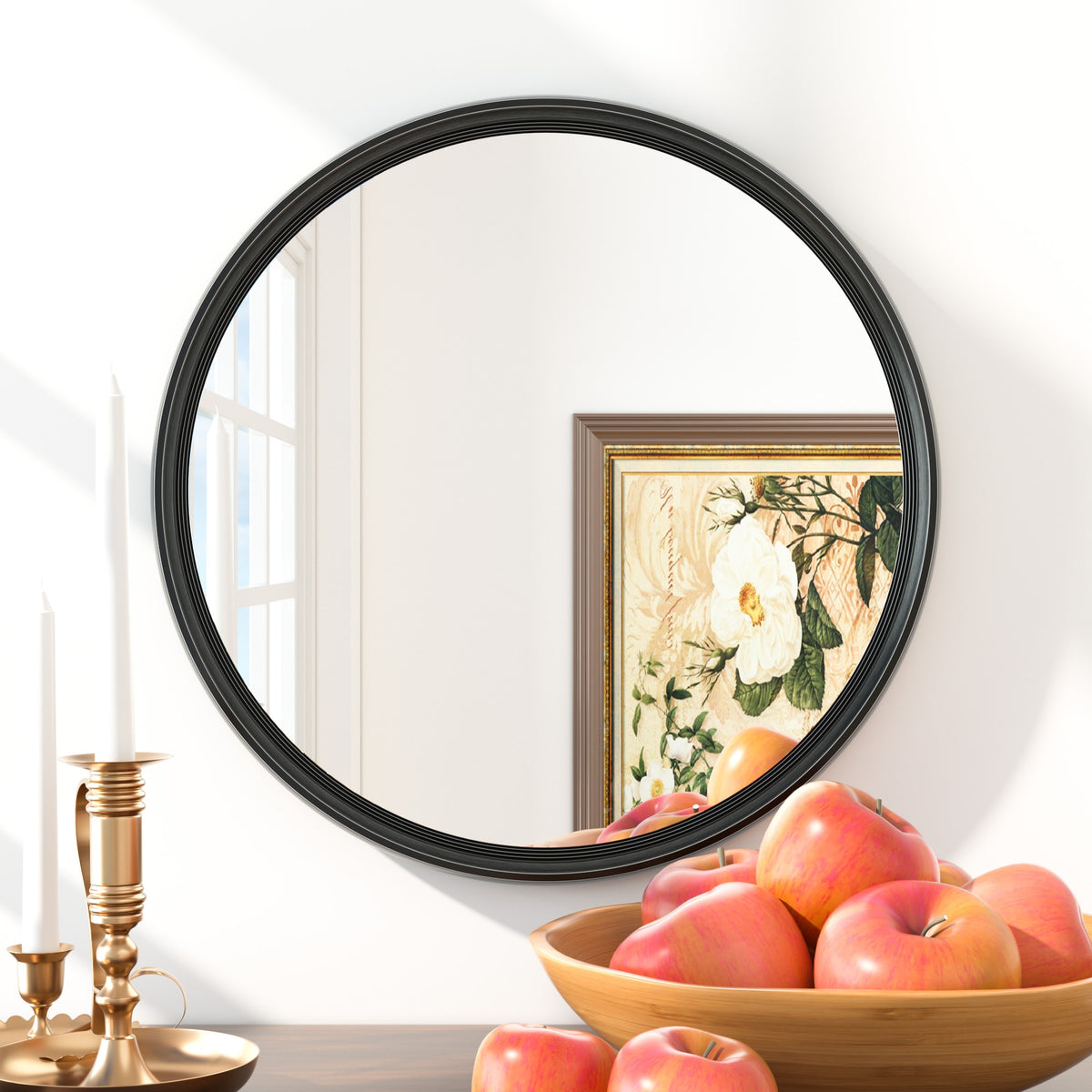 Keonjinn Bathroom Mirrors Round Beveled Wall Mirror