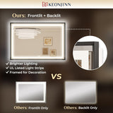 Rectangular Framed Wall LED Bathroom Vanity Mirror with Frontlit and Backlit