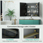 Medicine Cabinet with Lights Surface/Recessed Mount Dimmable 3 Color Lighted with light Anti fog Outlet Aluminum