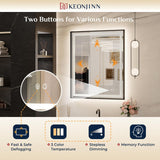 Rectangular Framed Wall LED Bathroom Vanity Mirror with Frontlit and Backlit