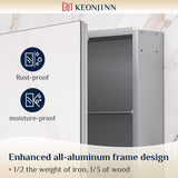 Keonjinn Medizinschrank, Montage erforderlich, Badezimmer-Medizinschrank mit Spiegel, leicht, frei verstellbare Einlegeböden, Wandmontage oder Unterputz, gehärtetes Glas