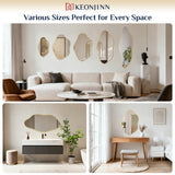 Keonjinn Nickel Irregular Mirrors for Wall, Asymmetrical Metal Frame, Tempered Glass Decorative Mirror for Bathroom, Bedroom, Living Room, Entryway(Horizontal/Vertical)