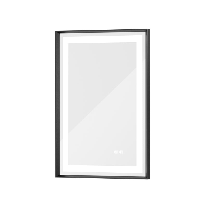 Rectangular Framed Wall LED Bathroom Vanity Mirror with Frontlit and Backlit
