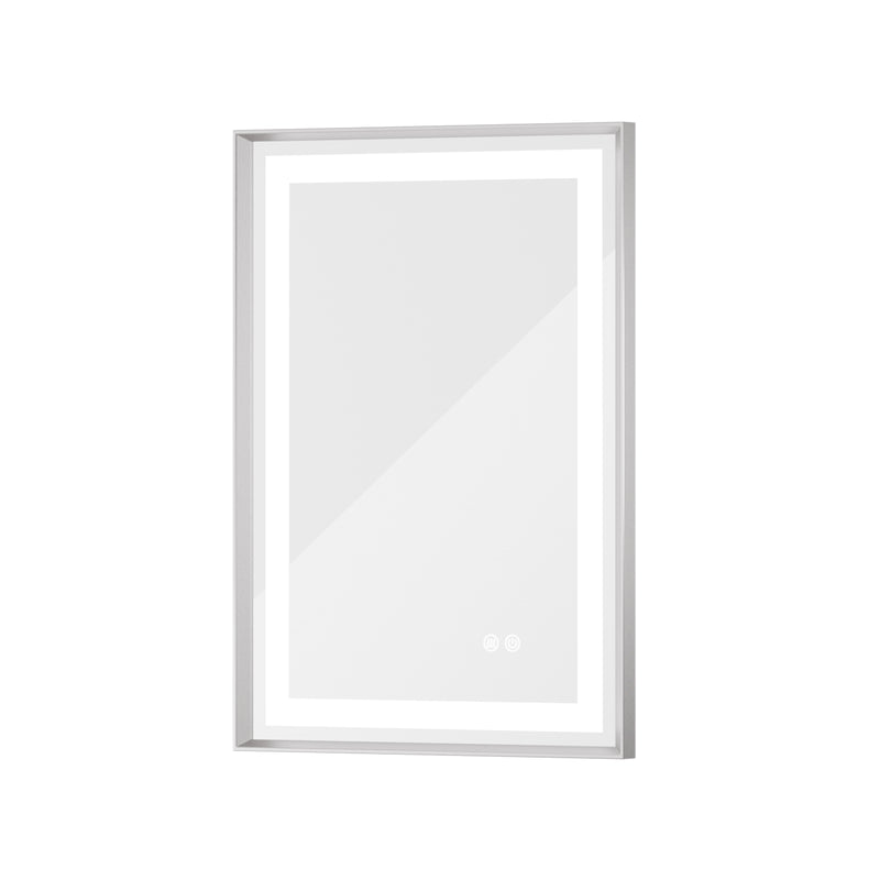 Rectangular Framed Wall LED Bathroom Vanity Mirror with Frontlit and Backlit