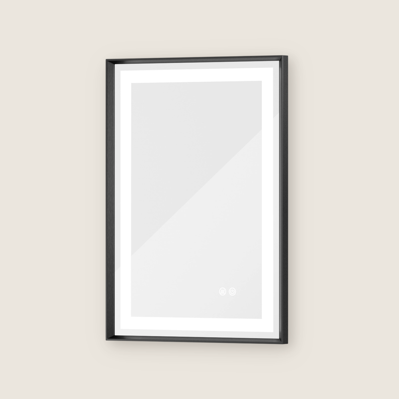 Miroir de courtoisie de salle de bain LED rectangulaire avec cadre, éclairage frontal et rétroéclairage