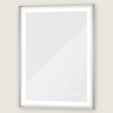 Miroir de courtoisie de salle de bain LED rectangulaire avec cadre, éclairage frontal et rétroéclairage