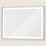 Miroir de courtoisie de salle de bain LED rectangulaire avec cadre, éclairage frontal et rétroéclairage
