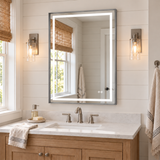 Keonjinn Frontlit & Backlit Framed LED Bathroom Mirror - 24"W x 36"H