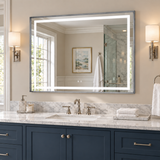 Keonjinn Frontlit & Backlit Framed LED Bathroom Mirror - 30"W x 36"H