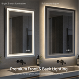 Miroir de salle de bain à LED avec double éclairage avant et arrière 3 couleurs