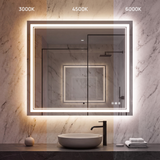 Miroir de salle de bain à LED avec double éclairage avant et arrière 3 couleurs