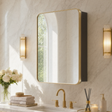 Keonjinn Rounded Rectangle Framed Bathroom Mirror Cabinet