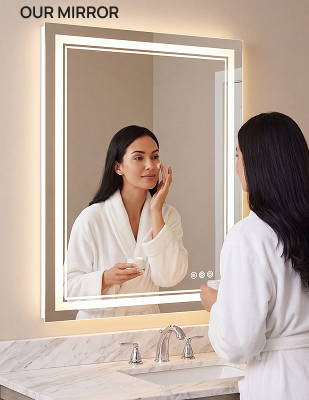 Keonjinn Frontlit & Backlit LED Bathroom Mirror - Fast & Safe Defogging 2
