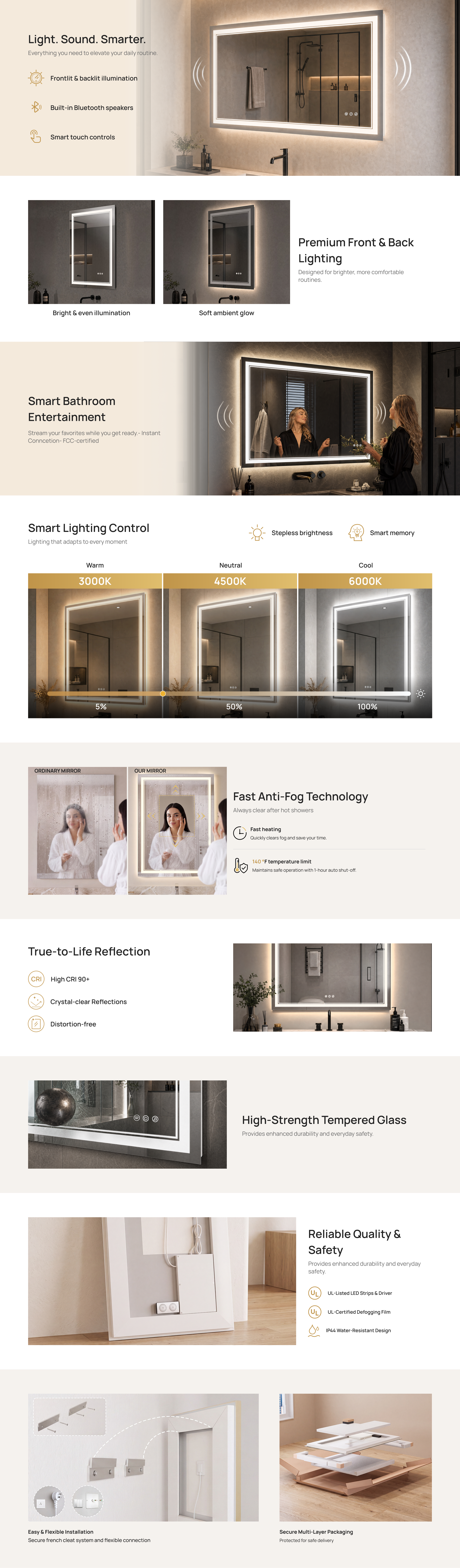Keonjinn Smart Bluetooth LED Bathroom Mirror (1)