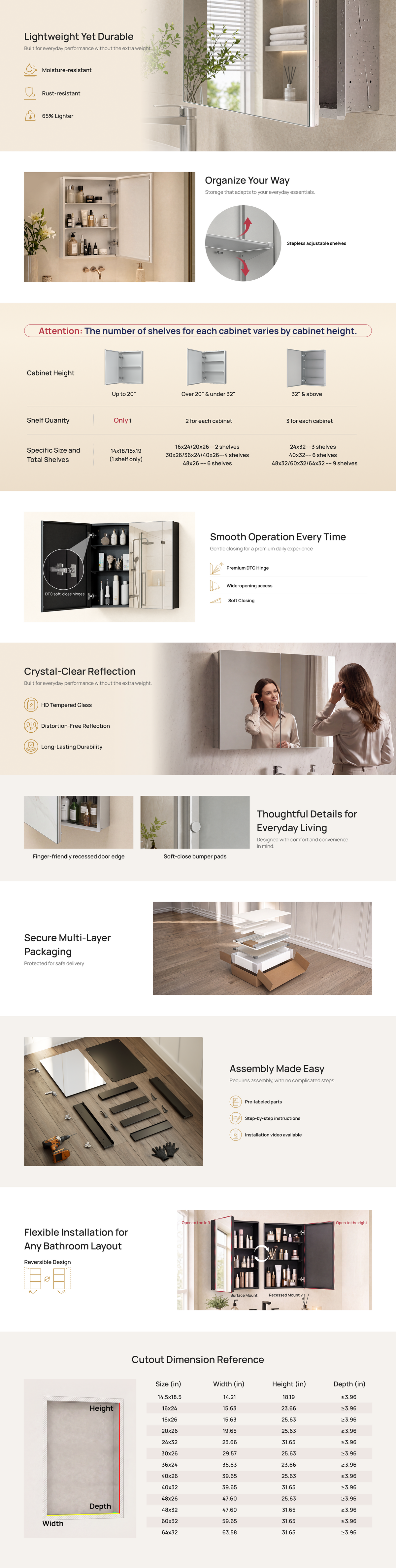 Keonjinn Aluminum Bathroom Mirror Cabinets with Mirror (1)