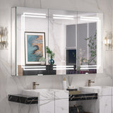 Keonjinn Lighted Bathroom Mirror Cabinets with LED Vanity Mirror for Bathroom Adjustable Shelves Dimmable 3 Color Temperature Lights Wall Mount LED Bathroom Mirror Cabinets Mirror for Bathroom D¨¦cor